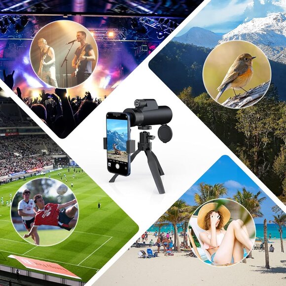 12X42 Monocular Telescope with Smartphone Holder Tripod High Power Prism Monocul - Picture 6 of 8